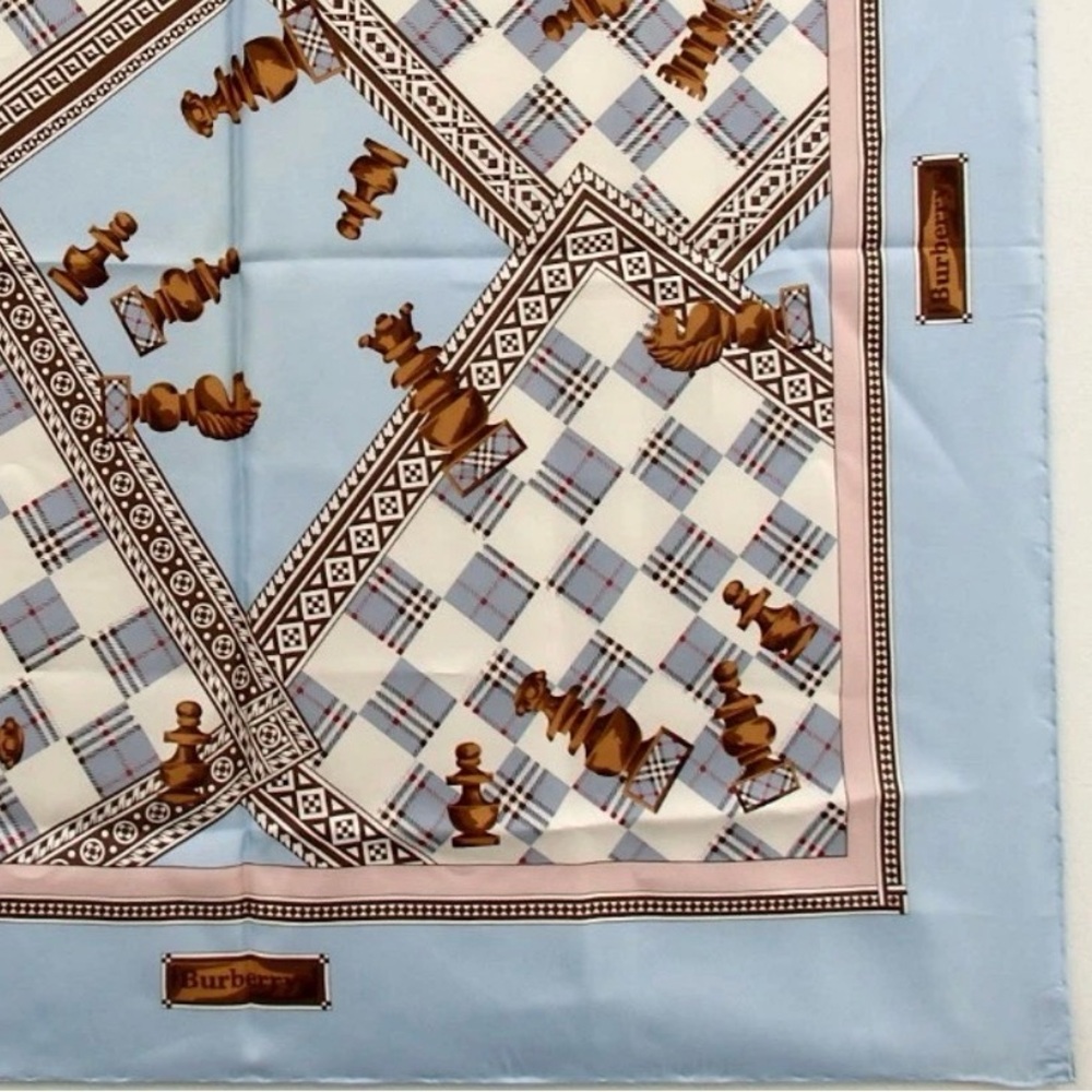 BURBERRYS Chess Motif Pattern Silk Scarf ♟️😍🔥 - Picture 10 of 16